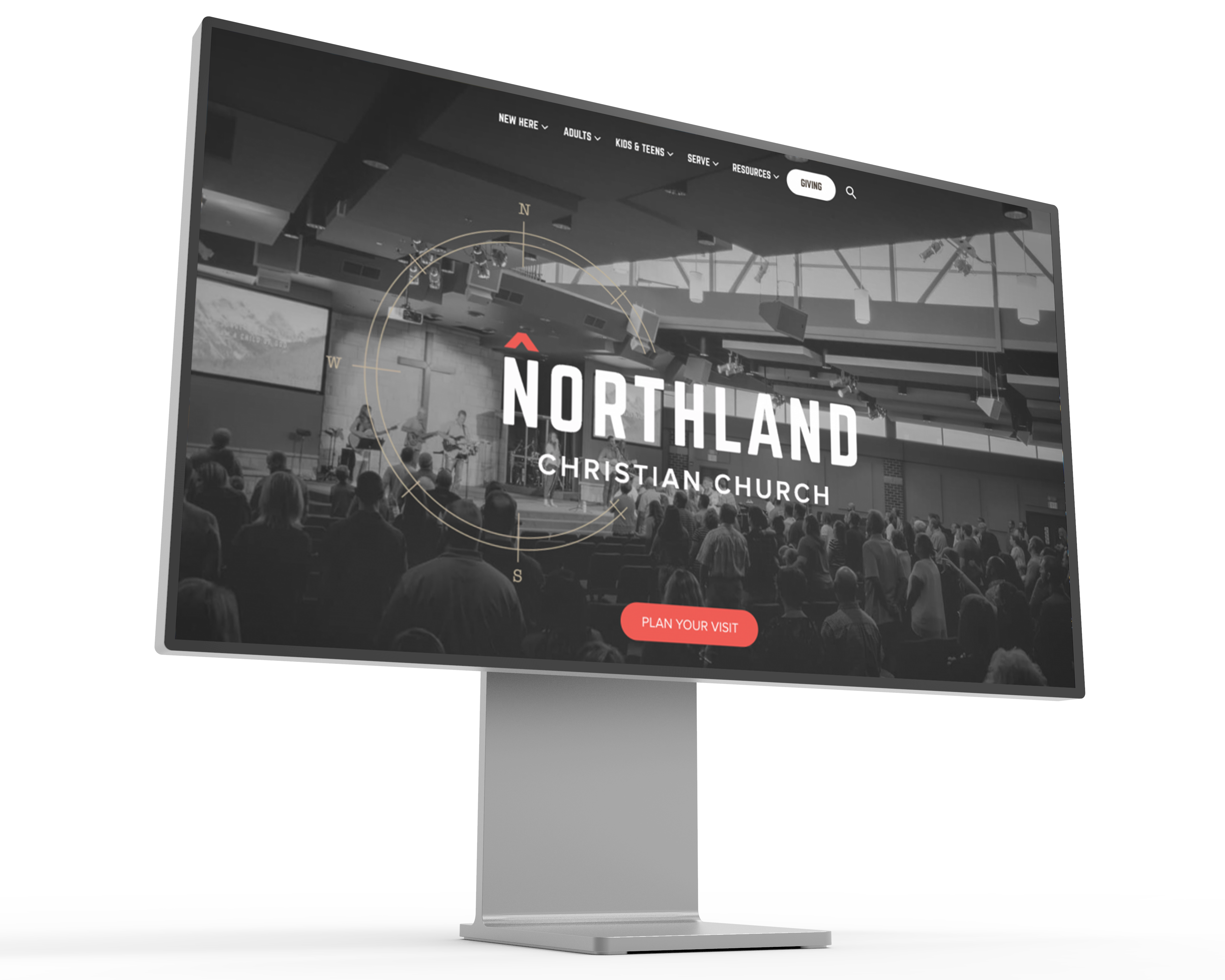 Image of the Northland Christian Church of Topeka website displayed on a mockup of a Pro XDR Display. 